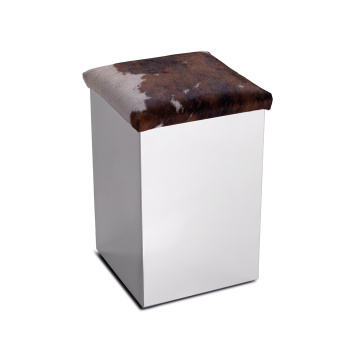 3SC Pouff Пуф корзина для белья с сиденьем из белой эко-кожи, цвет: nickel satinato opaco/белая эко-кожа