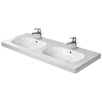Duravit D-Code Двойная раковина для мебели, с перел.,с 1 отв. под смес., 1200x490мм, Цвет: Белый
