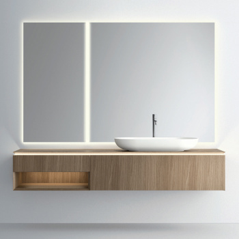 Столешница Noorth Milldue Edition Puro 198х51.3хh1.9см c 1отв., мат. шпон, с подсветкой, rovere miele-7676 2952.198.7676.LED