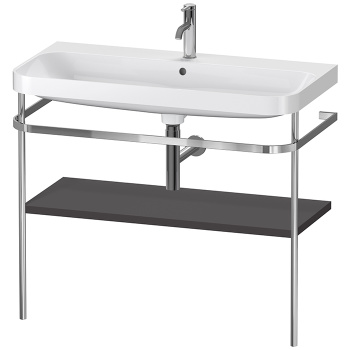 Duravit Happy D.2 Plus Консоль напольная с умывальником 975х490х850 мм, с 1 отв под смесит,1 полка, вып. и сифон в комплекте, цвет Графит суперматовый