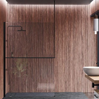 Рама для душевого ограждения Novellini Kuadra H 1600х3000, с свободным входом, левая, с креплением к потолку, с полкой, черный матовый R80KUFRISOFS-H 160/300