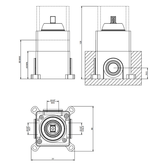 Скртая часть смесителя Gessi Emporio Via manzoni 38670.299 Matte Black