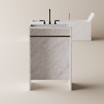 Раковина Agape Face A Face 60х50х90, отдельностоящая, с сифоном, полотенцедержателем, Bianco Carrara ACER5060FP3MC