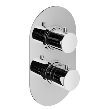 Смеситель термостат встраиваемый для душа Plumberia Selection Ixo 3 вых. в к-те со встраив.частью, накл. овальная из нерж.стали, хром, XOT5050CR