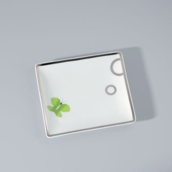 Поднос керамический THG Capucine Vert Decor Platine A7E-A02-4612 белый