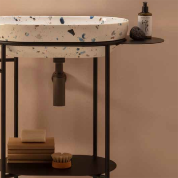 Консоль напольная Globo Ring 65x42х84,5 см, без отв. под смеситель, с полотенцедержателем, черный матовый OP001RAR