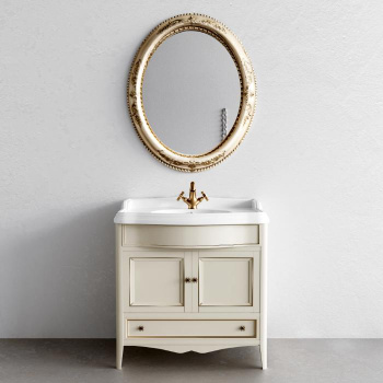 Тумба с раковиной Tw Veronica Simas AR864bix1 90x56, с 1отв., 2 распашные дверки+1 выдв.ящик, доводч. Blum, ручки Riflesso бронза, vintage VER3090-V+AR864bi*1 комплект