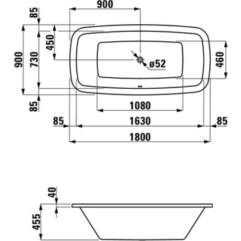 Акриловая ванна Laufen Palomba 180x90 2.3280.0.000.000.1