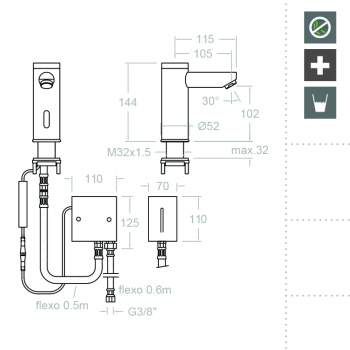 Кран для раковины Ramonsoler Soltronic сенсорный с блоком питания 8102