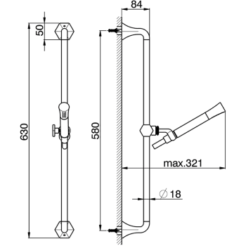 Душевой гарнитур Cisal Cherie ручная лейка,шланг 150 см,штанга 60 cм, хром CE00311021