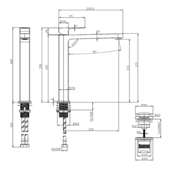 Смеситель для раковины Bossini Gillo Z00706.073 черный