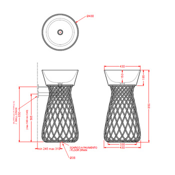 Раковина Artceram WIRE 43, без отв., черный глянцевый WIL001 03 00
