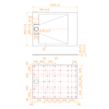 Душевой поддон прямоугольный RGW SMC TUS-B черный 900x1200 мм 553702912-03