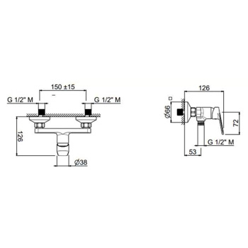 Смеситель для душа NOTA настенный Kerama Marazzi без лейки, хром 33090KM.21.018