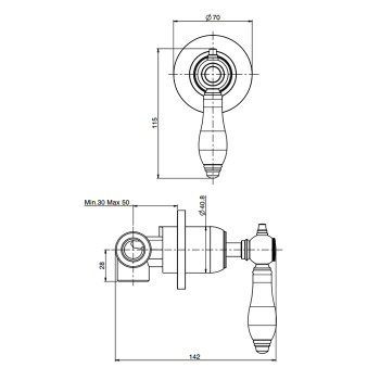 Переключатель потоков Fima Carlo Frattini Herend на 2 выхода, черные ручки, хром F5423/2CNCR