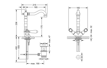 Смеситель для раковины Jorger Delphi 109.10.305.000 белый\хром