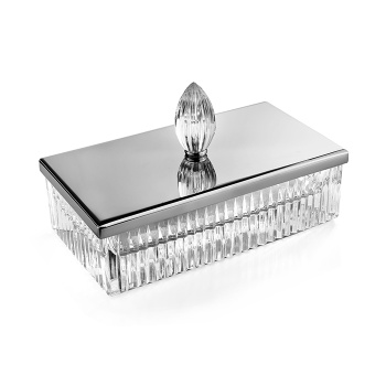 3SC Elegance Баночка универсальная, 23х12,5хh12 см, с крышкой, настольная, цвет: прозрачный хрусталь/хром EL78ACRSL