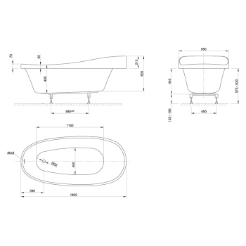 Акриловая ванна KNIEF Fit 180.5x85 0400-278