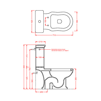 Унитаз моноблок Artceram Hermitage HEV008 01 00 bi слив в пол с креплением, белый/золото