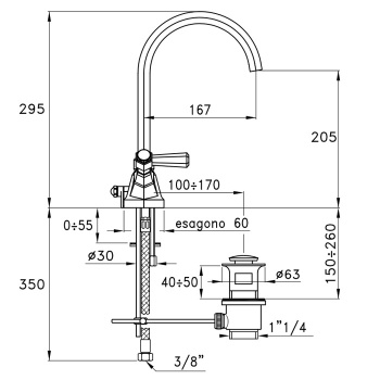 Смеситель для раковины Stella Eccelsa Leve 3217p EL 00005 AU00 золото