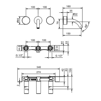 Смеситель для раковины Fantini Nice 65 02 S210SB хром