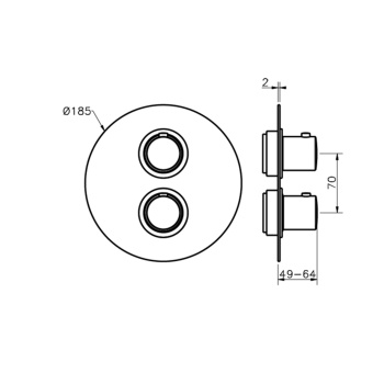 Cмеситель для душа Cisal Slim термостат, 3 положения, Nero Opaco(без внутренней части ZA018201) SM01820040