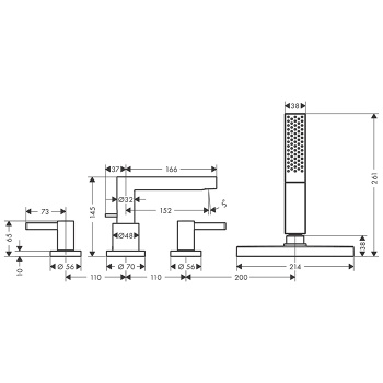Смеситель на борт ванны Hansgrohe Finoris 76444700, матовый белый