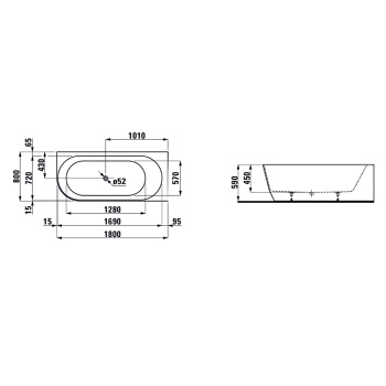 Акриловая ванна Laufen Pro 180x80 2.4495.5.000.000.1