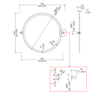 Зеркало поворотное Devon&Devon First Class круглое 53/63х50хh53cм хром DD33111CR