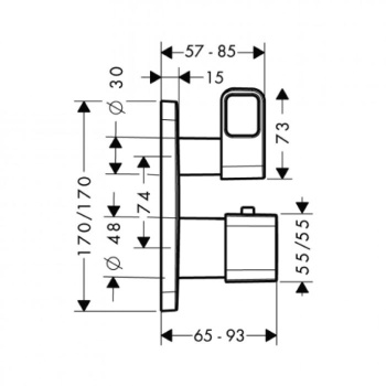 Axor Urquiola, Термостат с запорным вентилем, СМ, внешняя часть, цвет: хром 11732000