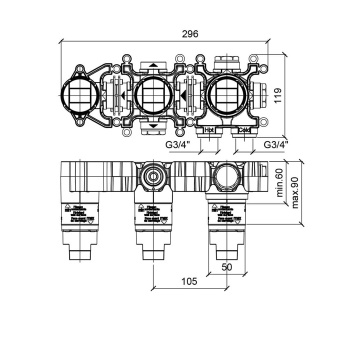 Встраиваемая часть однорычажного смесителя с переключателем Almar Modular, E186903
