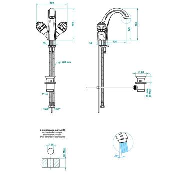 Смеситель для раковины THG Amboise Malachite A1J-F01-2155 полированное золото