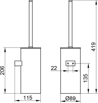 Ершик для унитаза Keuco Moll 12769010101 хром\черный\серый