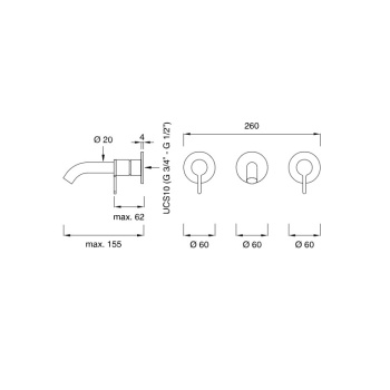 Cмеситель для ванны CEA Design Innovo INV 35 S сталь