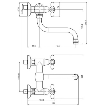 Смеситель для кухни Fima Carlo Frattini Kitchen Olivia, настенный монтаж, вращающийся излив, хром F5006CR