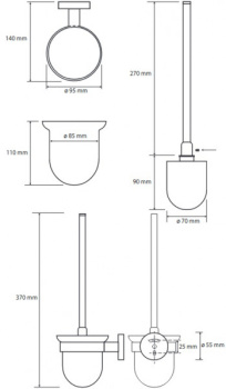 Ёршик подвесной Bemeta Graphit 156113017, стекло, щётка чёрная