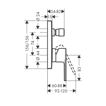 Смеситель для ванны с душем Hansgrohe Vernis Shape 71468670, матовый чёрный
