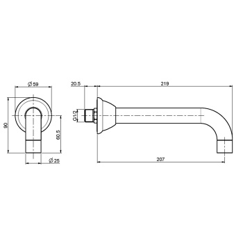 Излив для настенного монтажа Fima Carlo Frattini Wellness длина 207, хром F2156CR