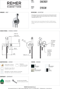 Смеситель с гигиеническим душем Remer Energy сталь EY65WXV