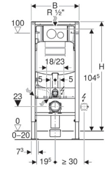 Система инсталляции Geberit Duofix 111.301.KJ.5 с панелью смыва Sigma 12 для унитаза