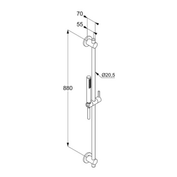 Kludi Nova Fonte Puristic Душевой гарнитур H=900 мм, микрофон, 1 режим 15 л/мин