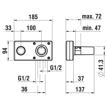 Laufen Simibox 2-Point система скрытого монтажа однорычажных смесителей, рычаг справа, для коллекций /Val/CityPlus/The New Classic, картридж 25 мм