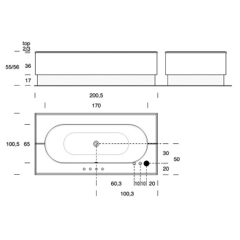 Стальная ванна Milldue Hilton 200.5x100.5 1903