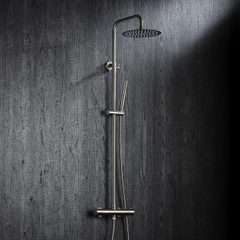 Душевая стойка с термо смес. Newform X-steel 316 верхний душ 250, ручной душ, шланг 150 см, INOX 69650X.50.050