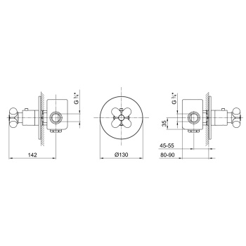 Термостат для душа Fantini I Balocchi на 1 источник, 3/4", наружная часть, белый матовый 60 29 0600B