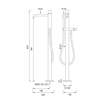 Смеситель для ванны CЕА Design Giotto Plus GIO 97 W S сталь