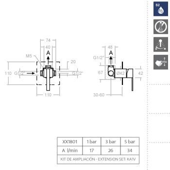 Смеситель для душа Ramonsoler Kuatro NK встраиваемый на 1 выход 491801S