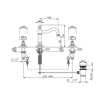 Смеситель для раковины Nicolazzi Dames Anglaises на 3 отв 1409CR18