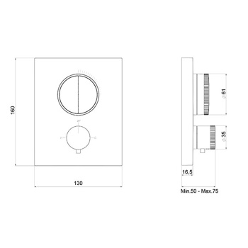 Внешняя часть встраиваемого термостатического смесителя с кнопочным управлением Almar Core для 2-х потребителей, хром E176682.CR