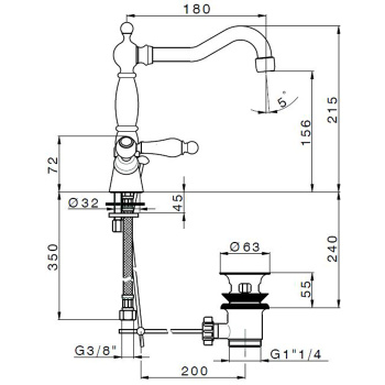 Смеситель для раковины Cisal Arcana Toscana TS00052121 хром